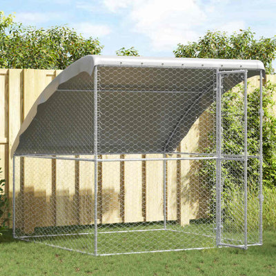 Chenil pour chien vidaXL argenté 6,56 x 6,56 x 6,56 pi