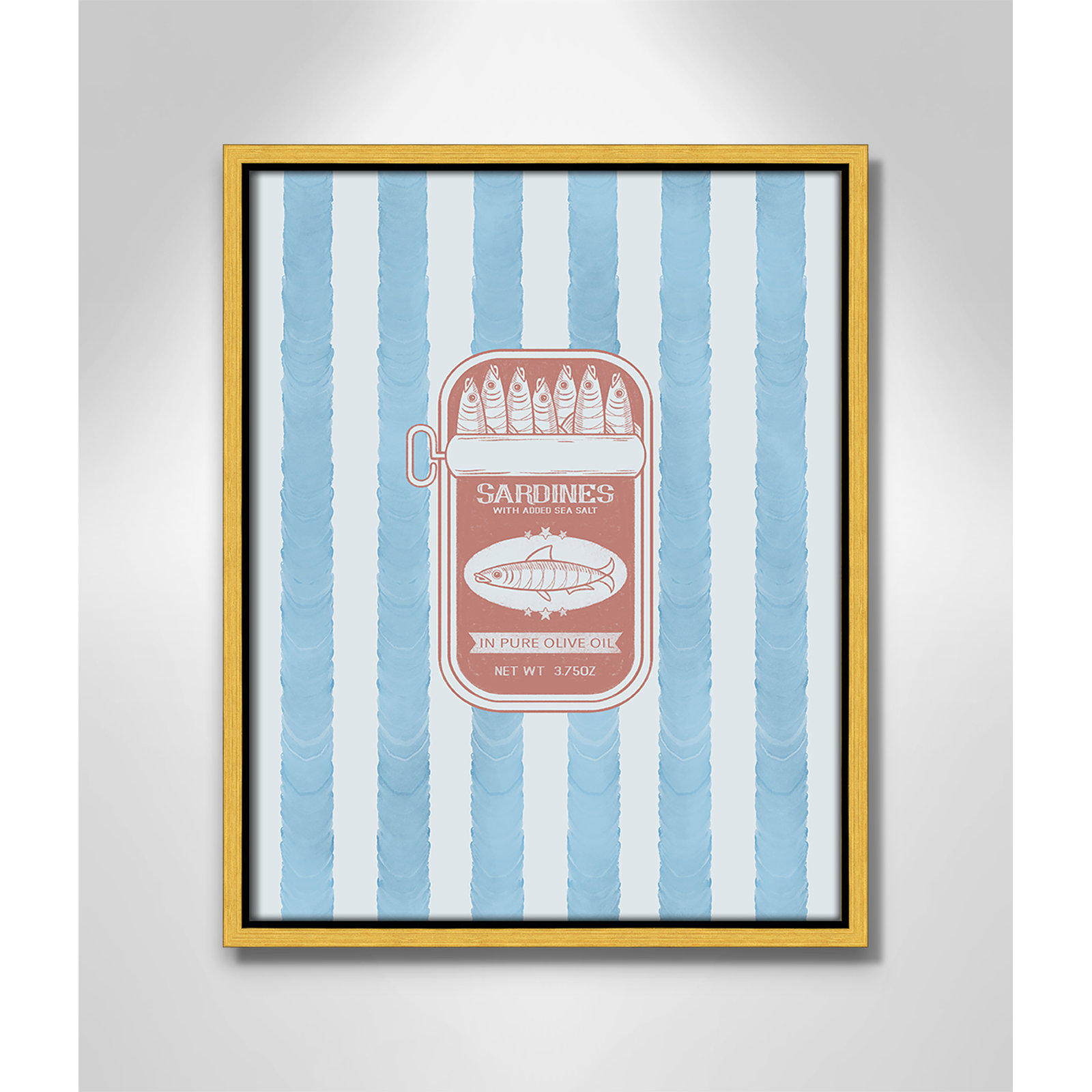 Salty Sardines Print by Marcus Prime, 12.5'' W x 15.5'' H, Gold Floater