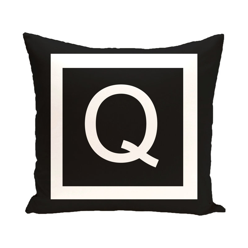Reversible Throw Pillow, 16" H x 16" W x 2" D, Raven / White, Q