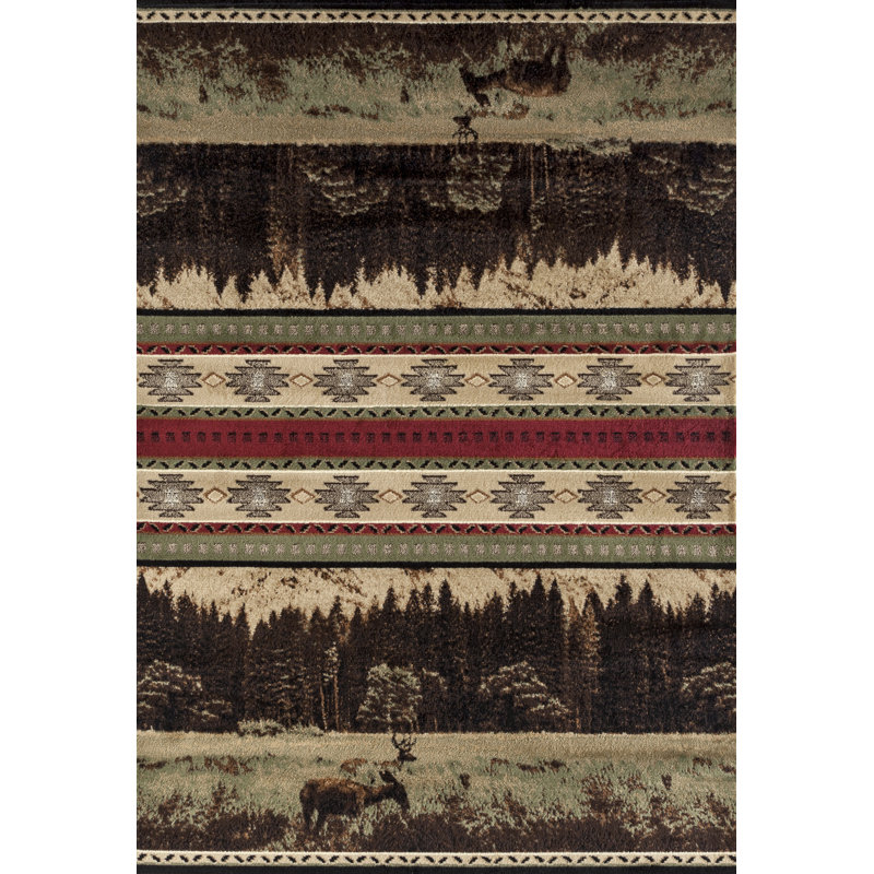 Tapis vert / beige Pippen Woodland Meadows, Rectangle 5 pi 3 po x 7 pi 2 po