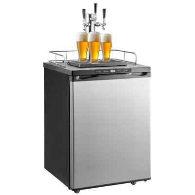 Refroidisseur à bière à double robinet, distributeur de bière à la maison avec réservoir de CO2, compatible avec les barils à serrure à billes, réfrigérateur pleine grandeur pour 2 barils de 6ème / 2 minces / 3 barillets, capacité de 162L
