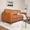 Canapé en cuir, canapé Mid-Century moderne de 83 po, canapé 3 places avec accoudoirs et coussins confortables, canapés à assise profonde