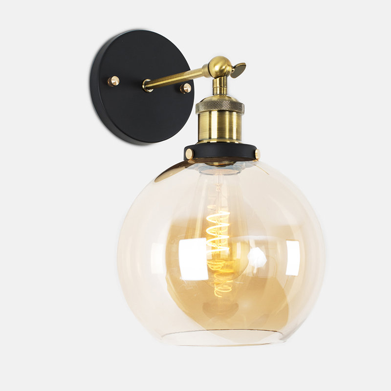 Lila Armed Sconce, Amber, Pear Shaped Bulb, 26cm H x 24.5cm W x 28cm D