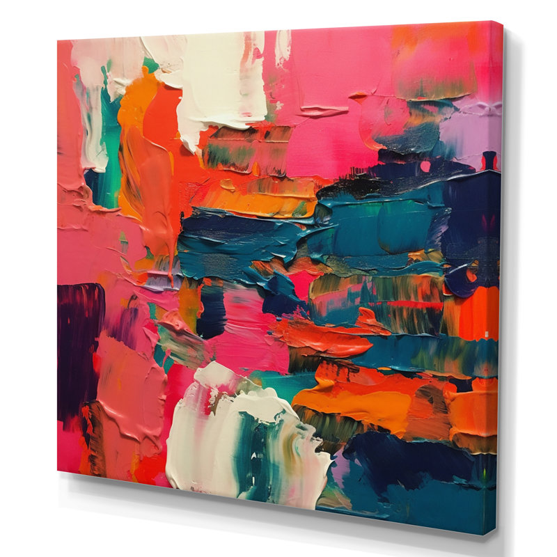 «Pink and Blue Fragments Of Reality» sur toile, H 36 po x l 36 po x P 1,5 po, Toile tendue