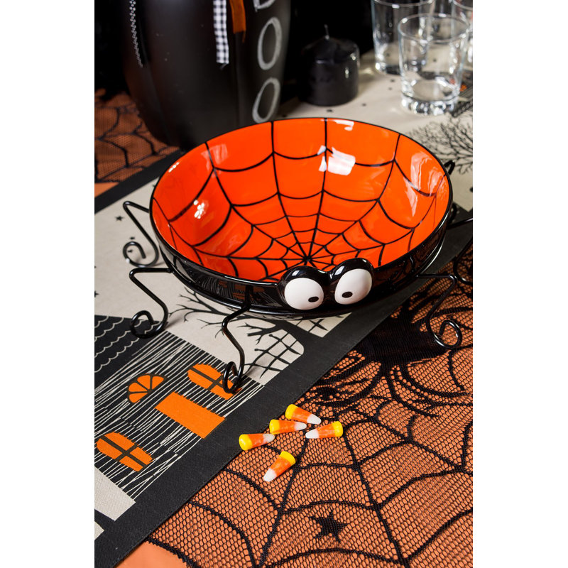 Cotton Haunted House Table Runner, 14x72, Halloween Decor