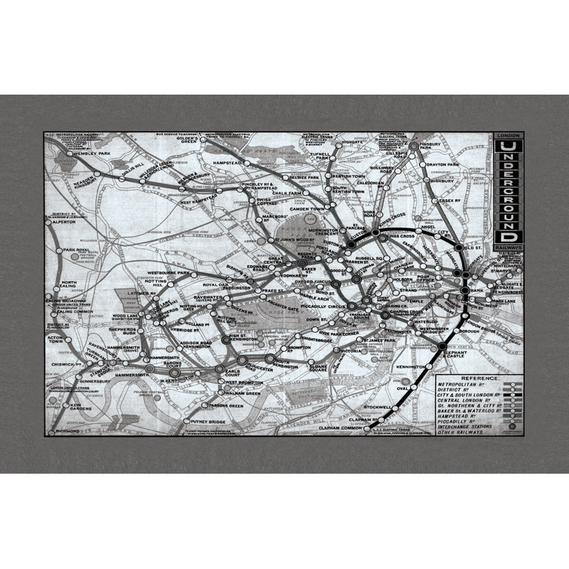 London Map 2 - Wrapped Canvas Print, 81cm H x 122cm W x 3.8cm D