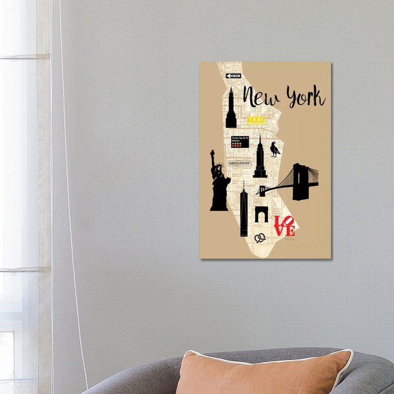 City Map - New York by Amanda Murray - Wrapped Canvas Print, 66.04 cm H x 45.72 cm W x 1.91 cm D