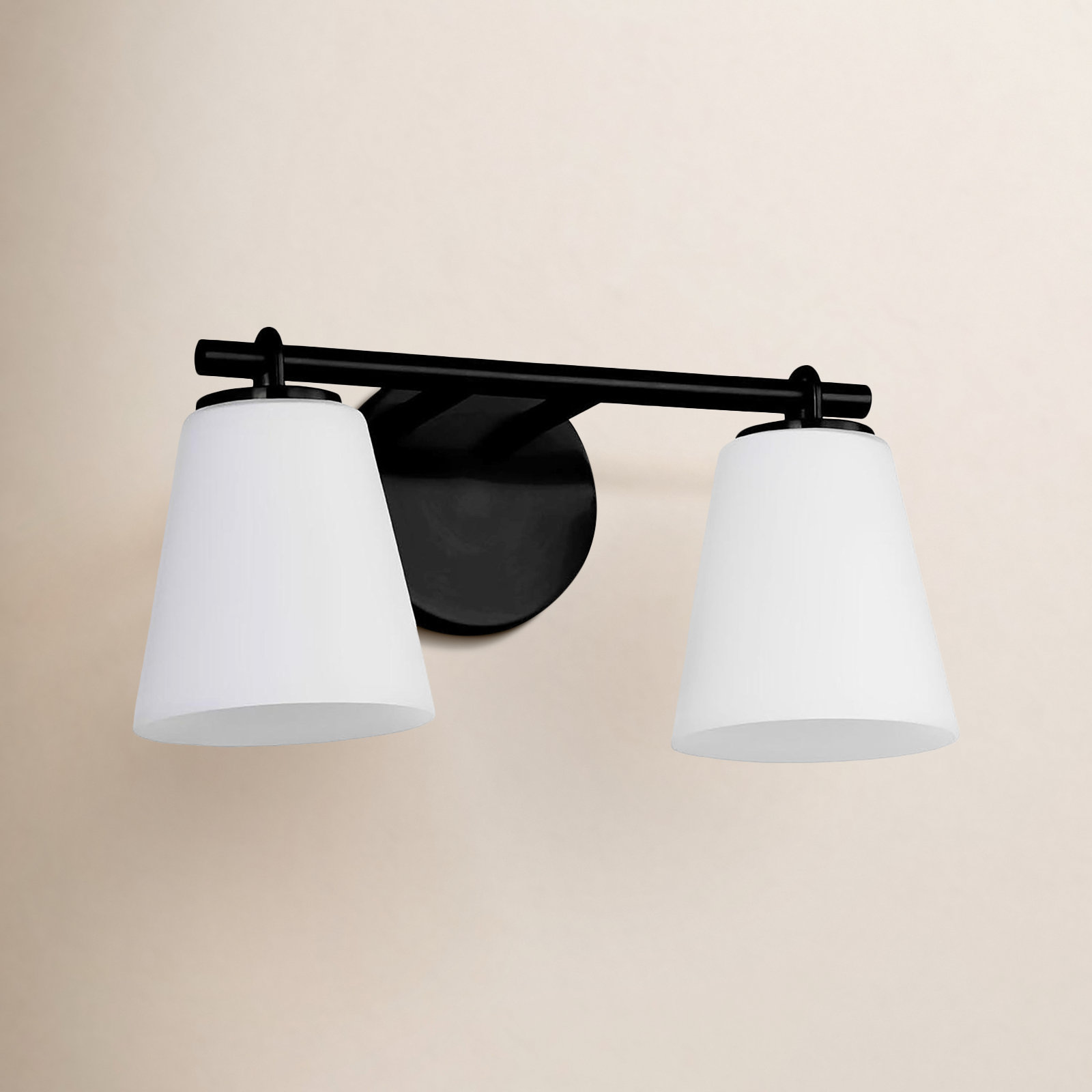 Rafaella 2 Light Frosted Dimmable Vanity Light, Matte Black
