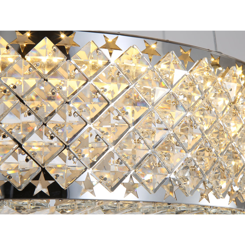 Modern Crystal Ring Dimmable Led Chandelier, Silver
