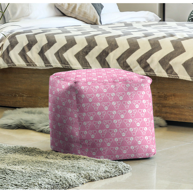 Repose-pieds à cubes classic circle ondulations, Rose / blanc