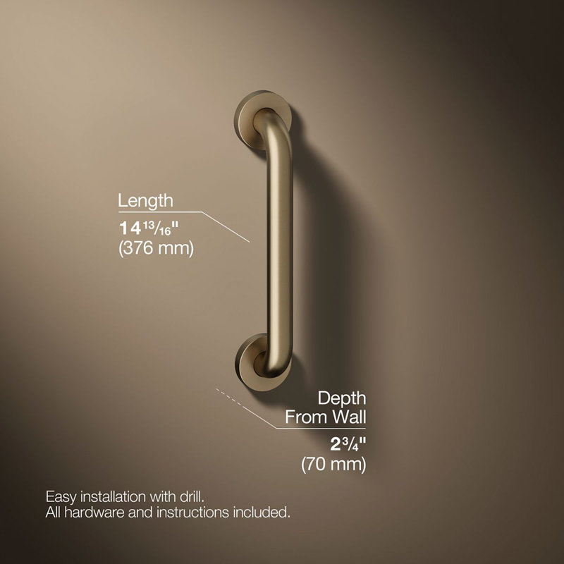 Contemporary Grab Bar, 12"W, Vibrant Brushed Bronze