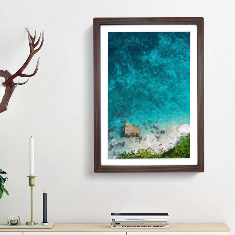 Suwehan Beach in Indonesia - Picture Frame Painting Print, 48cm H x 36cm W x 2cm D, Walnut Framed