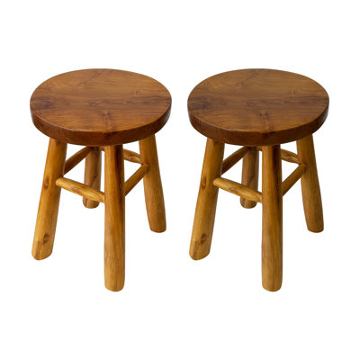 Teak Wood Stool Flower Stand Set Of 2 by Ophelia & Co.