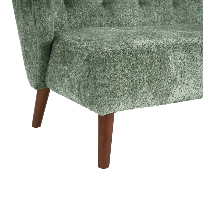 Canapé 3 places moderne capitonné avec revêtement en tissu moelleux, Tissu vert