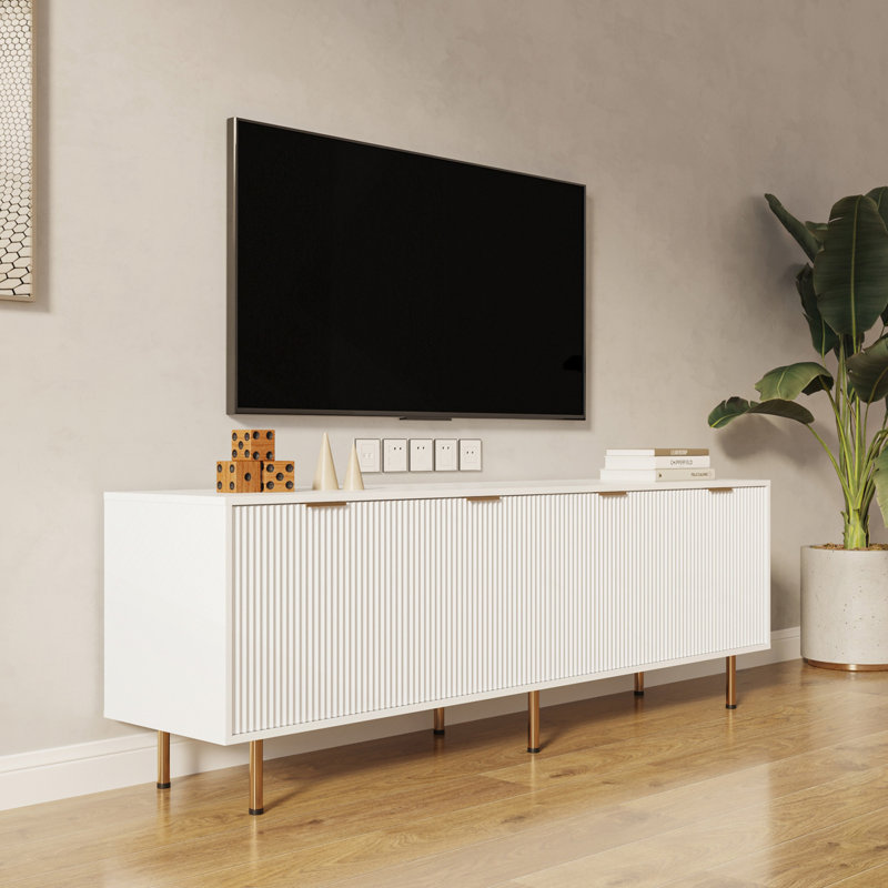Crédence de rangement l 70,86 po Clareta, Blanc