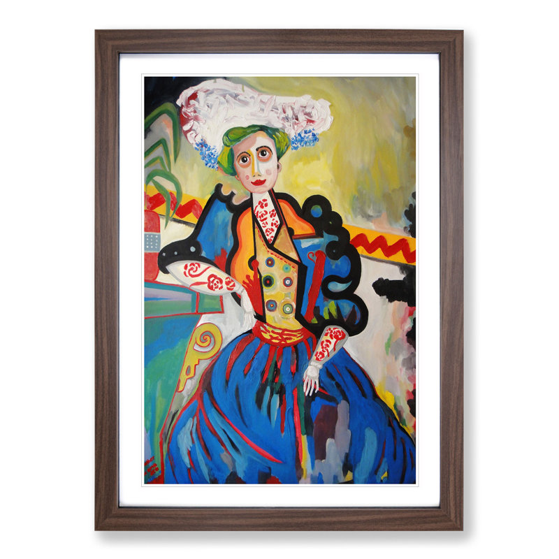 The Woman by Amadeo De Souza-Cardoso - Picture Frame Painting, 48cm H x 36cm W x 2cm D, Walnut