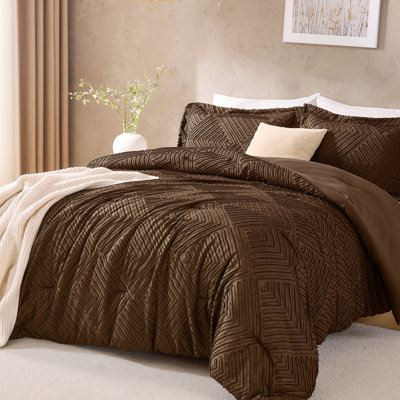 JOLLYVOGUE Full(82"×86") Comforter Set Brown