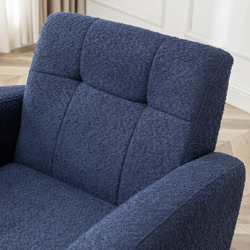 Fauteuil capitonné de 29 po de largeur Alixon, Bouclé bleu