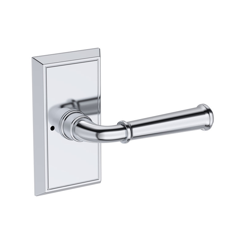 Dunsmoor Privacy Lever with Chamfered 5in Rose in Polished Chrome, Polished Chrome