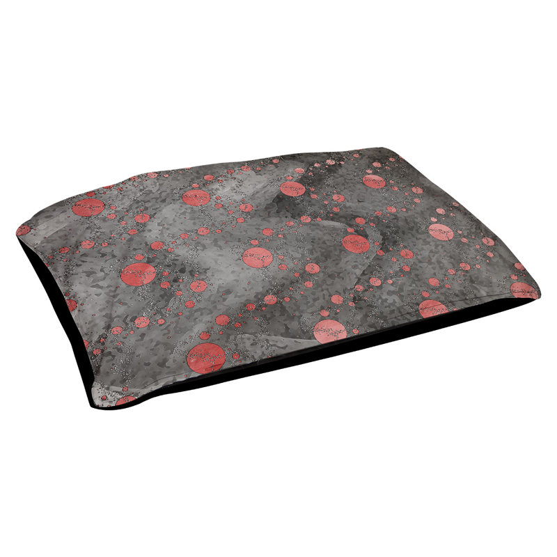 Coussin d'extérieur pour chien Byrge Planets Stars, Moyen (L 29,5 po x P19,5 po x H 9,5 po), Rouge/noir