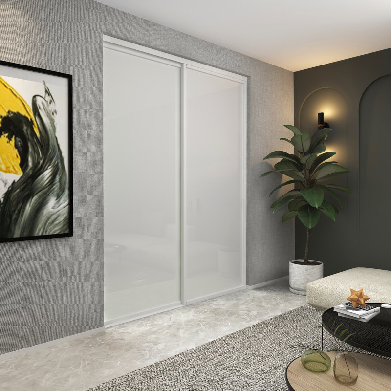 Cloison 2 panneaux coulissants en verre givré - structure en aluminium avec technologie Silent Glide, l 48 po x H 80 po