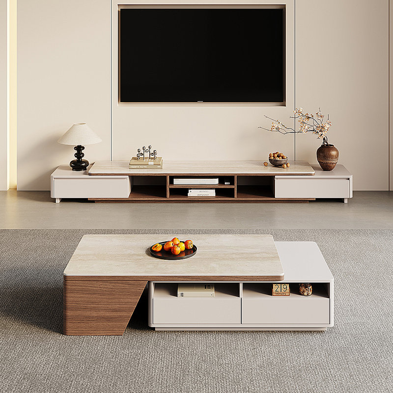 Modern simple telescopic coffee table TV stand
