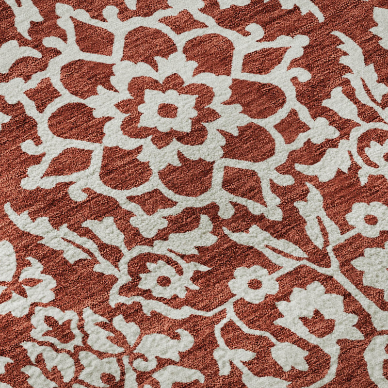 Tapis rouge Prisco lavable à la machine de qualité supérieure, Rond 8 pi