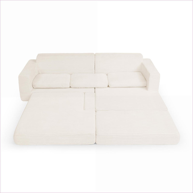 Canapés modulaires, canapé-lit convertible en forme de L moderne, peu encombrant pour le salon Chambre à coucher | Beige | Mousse