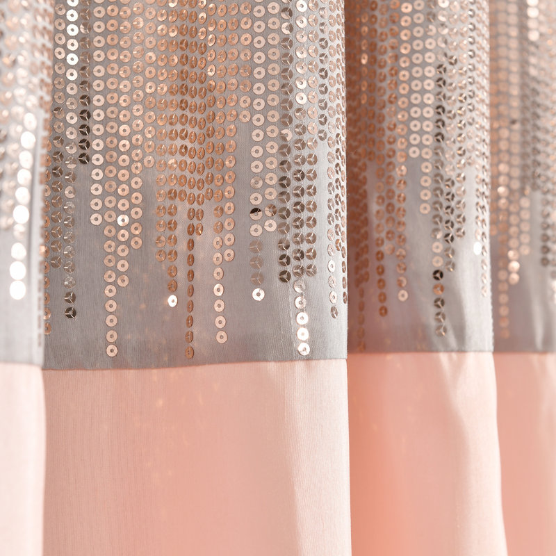 Semi Sheer Curtain Single Panel, Gray/Pink