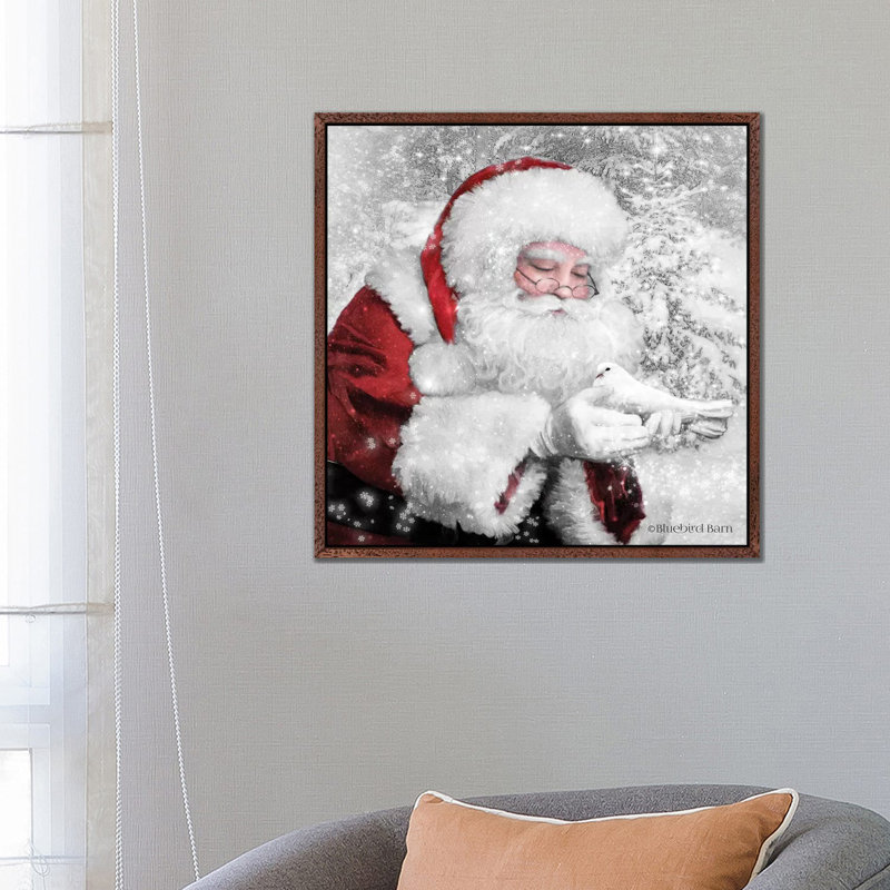 Santa's Little Friend by Bluebird Barn - Print on Canvas, Classic Brown Wood Framed, 66.04 cm H x 66.04 cm W