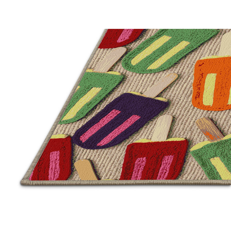  Tapis lavable à motif de sucettes glacées, Rond 3 pi
