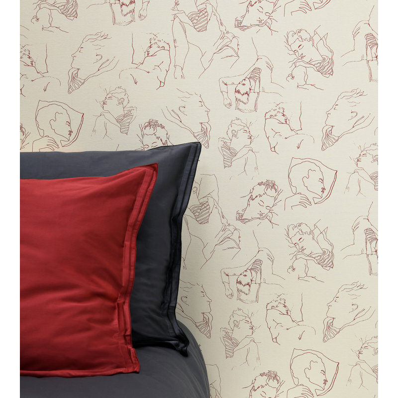 The Wall - Jean Cocteau Wallpaper Double Roll, Bordeaux