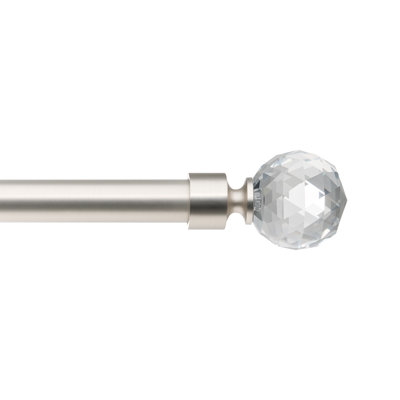 1" Adjustable Heavy-Duty Single Curtain Rod with Multi-Faced Crystal Finials