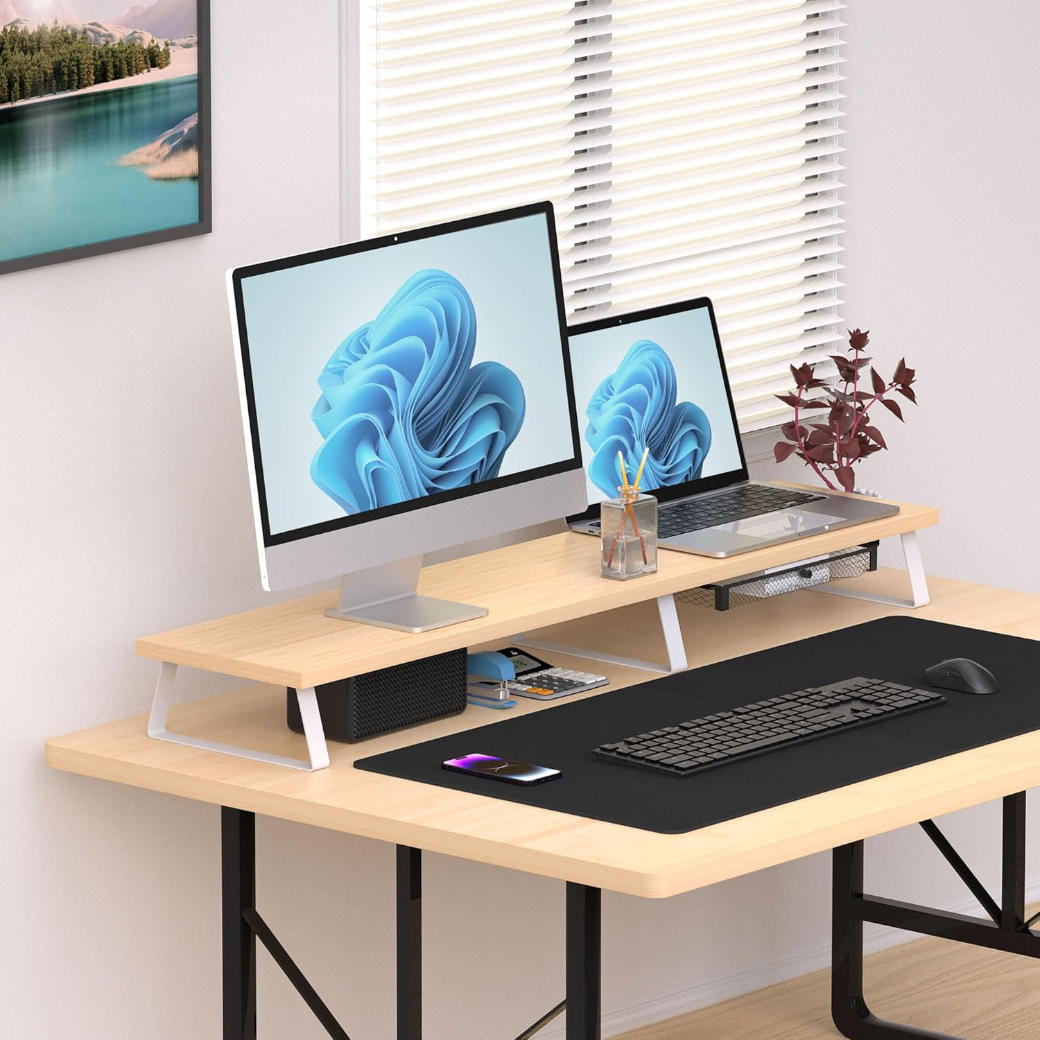 Latitude Run® Large Dual Monitor Stand Height-Increasing Device ...