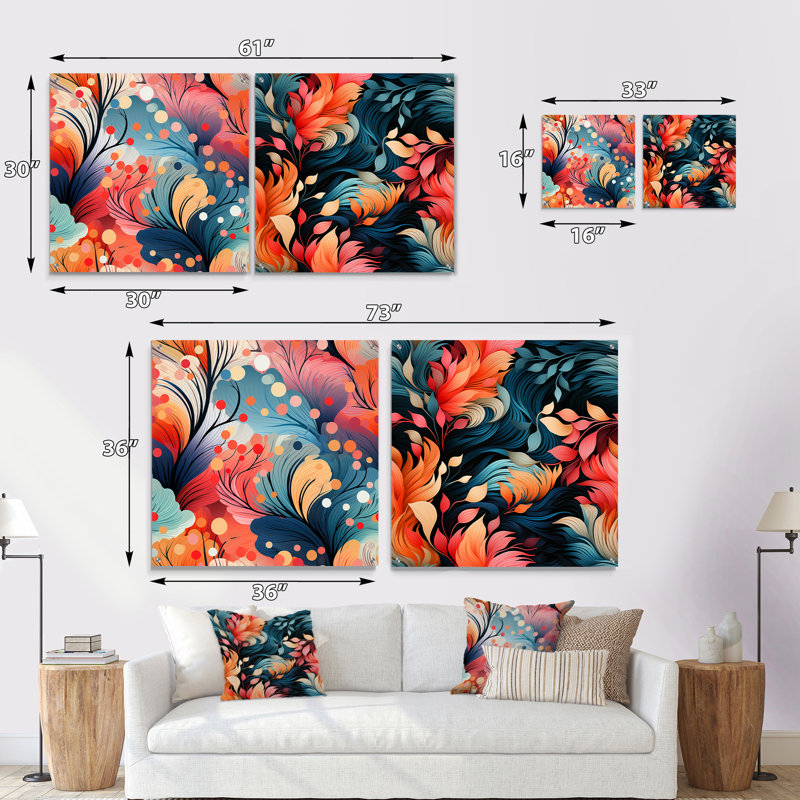 Tayla - Ensemble de 2 art mural en verre acrylique, H 16 po x l 33 po