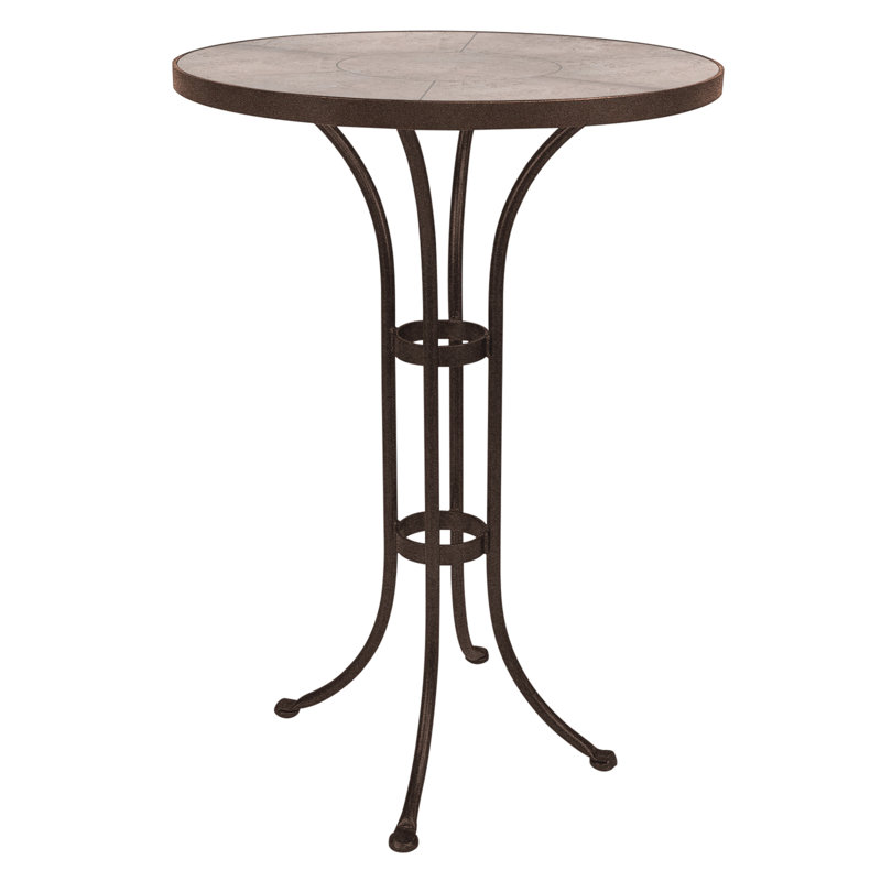 Outdoor Round Counter Table, Pallazo White, Graphite, 42.5" H x 42" W x 42" D 