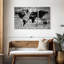 Carte du monde en bois I, reproduction sur toile-92761052