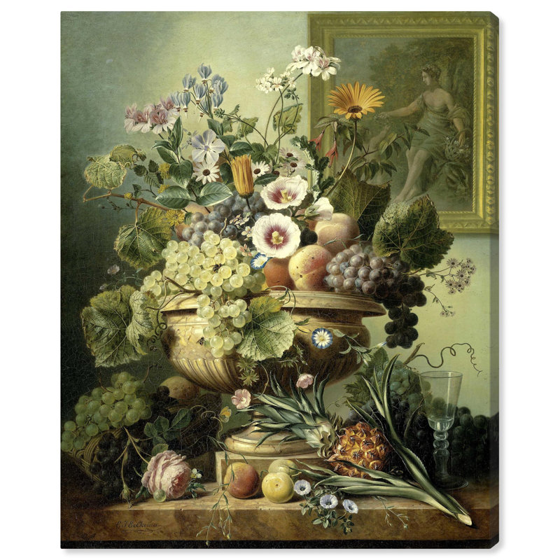 Vintage Floral Still Life Canvas Wall Art, 24" x 20"