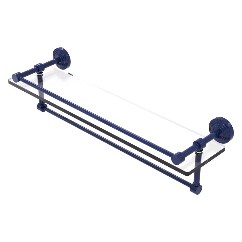 Waverly Place Floating Shelf with Towel Bar, 5" H x 22" W x 5" D, Mediterranean Blue