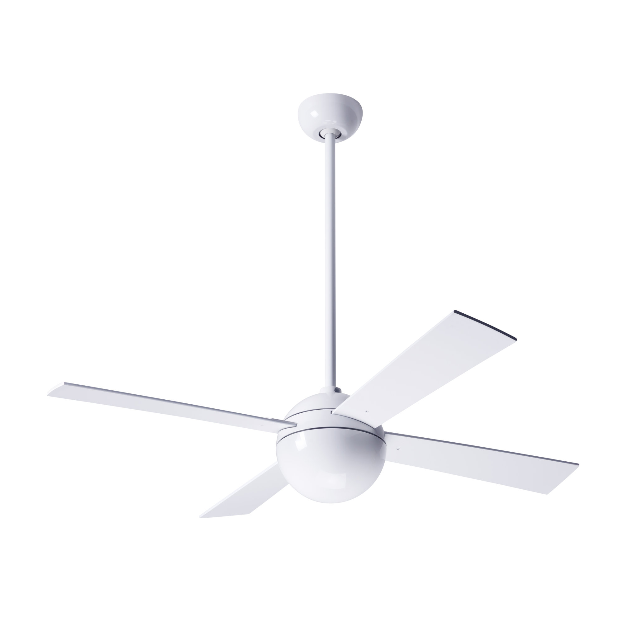 Ball 42'' 4 Blade Ceiling Fan, Gloss White, Handheld Remote Control (2-wire), White