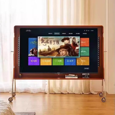 Simple and Retro Design Movable TV Cabinet