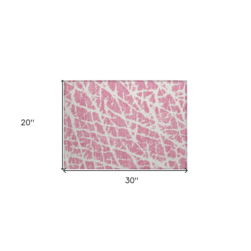 Tapis intérieur antidérapant lavable et antidérapant 2 pi x 3 pi rose et ivoire