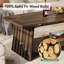 Table basse de 47 pouces en bois massif avec rangement, table de centre de ferme à 2 niveaux avec panneaux cannelés uniques