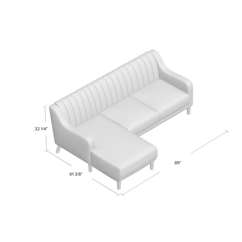 Chi 86" Wide Velvet Sofa & Chaise, Dark Blue, Left Hand Facing