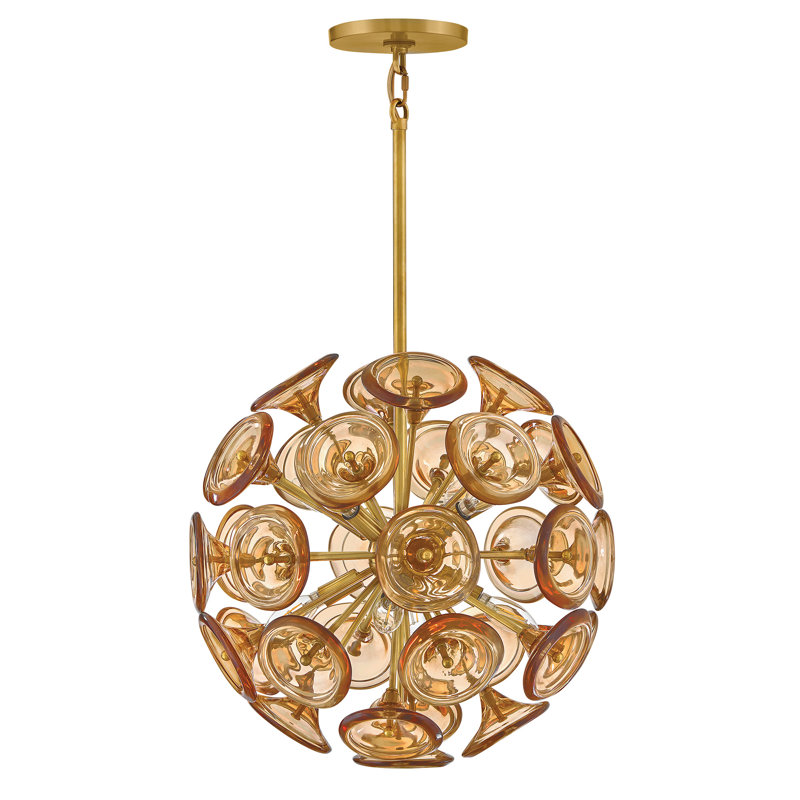 Fredrick Ramond Maya Large Pendant, Amber, 70.5" H x 19.75" W x 19.75" D, 8 Lights