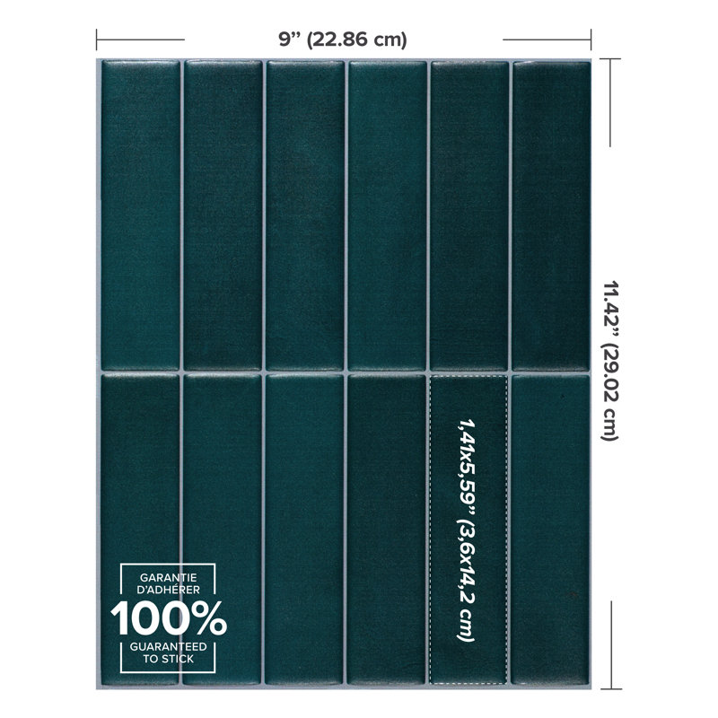Carrelage mosaïque auto-adhésif en gel, Vert / mat