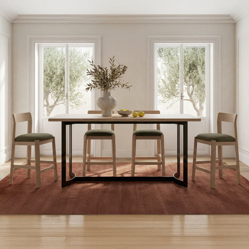 Bent Solid Wood Dining Table, Brown Acacia/Black, Acacia