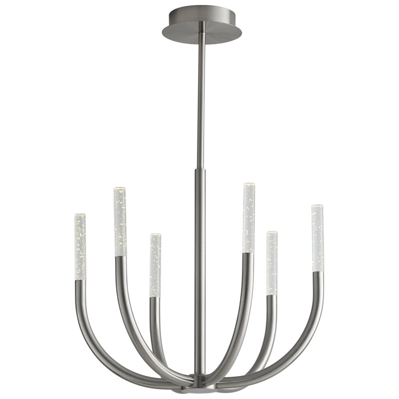 Lustre géométrique unique à 6 lumières Aldina, Nickel satiné