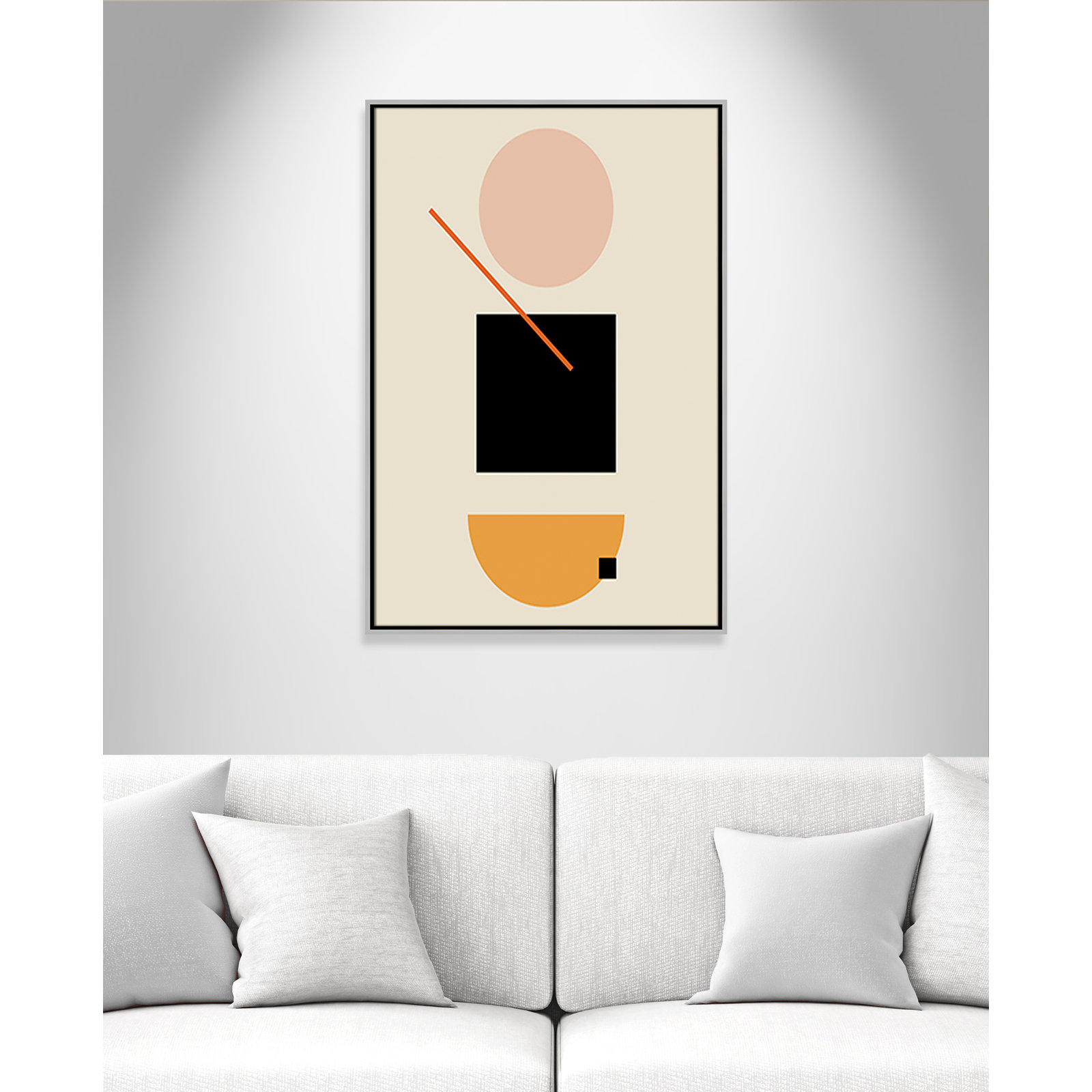 Simple Shapes Print, 37.5" H x 25.5" W x 2" D, Silver Framed