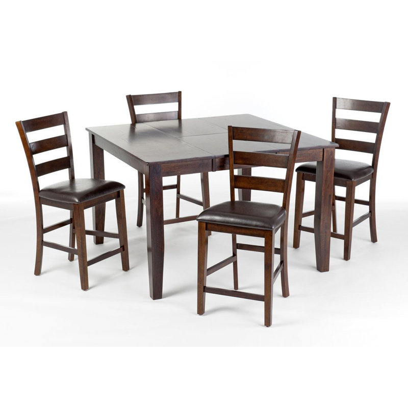 Table de salle à manger à hauteur de comptoir en bois massif Boneta, Brun